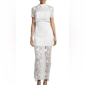 Self-Portrait White Sheath Maxi Dress Mock Neck